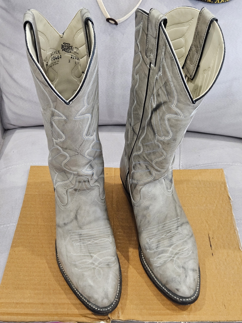 Men's Grey Western Cowboy Boots - Kenny Rogers, 9 1/2D Excellent Condition